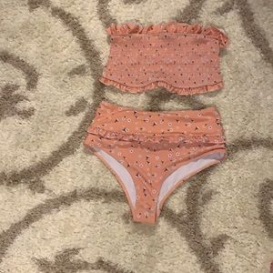 Orange ditsy flower bikini.